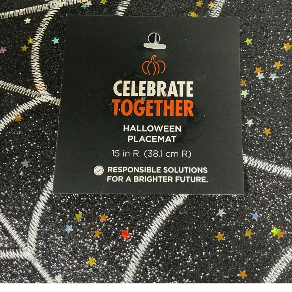 Celebrate Together Halloween Spider Web Placemats Set of 4 Glitter Black 15